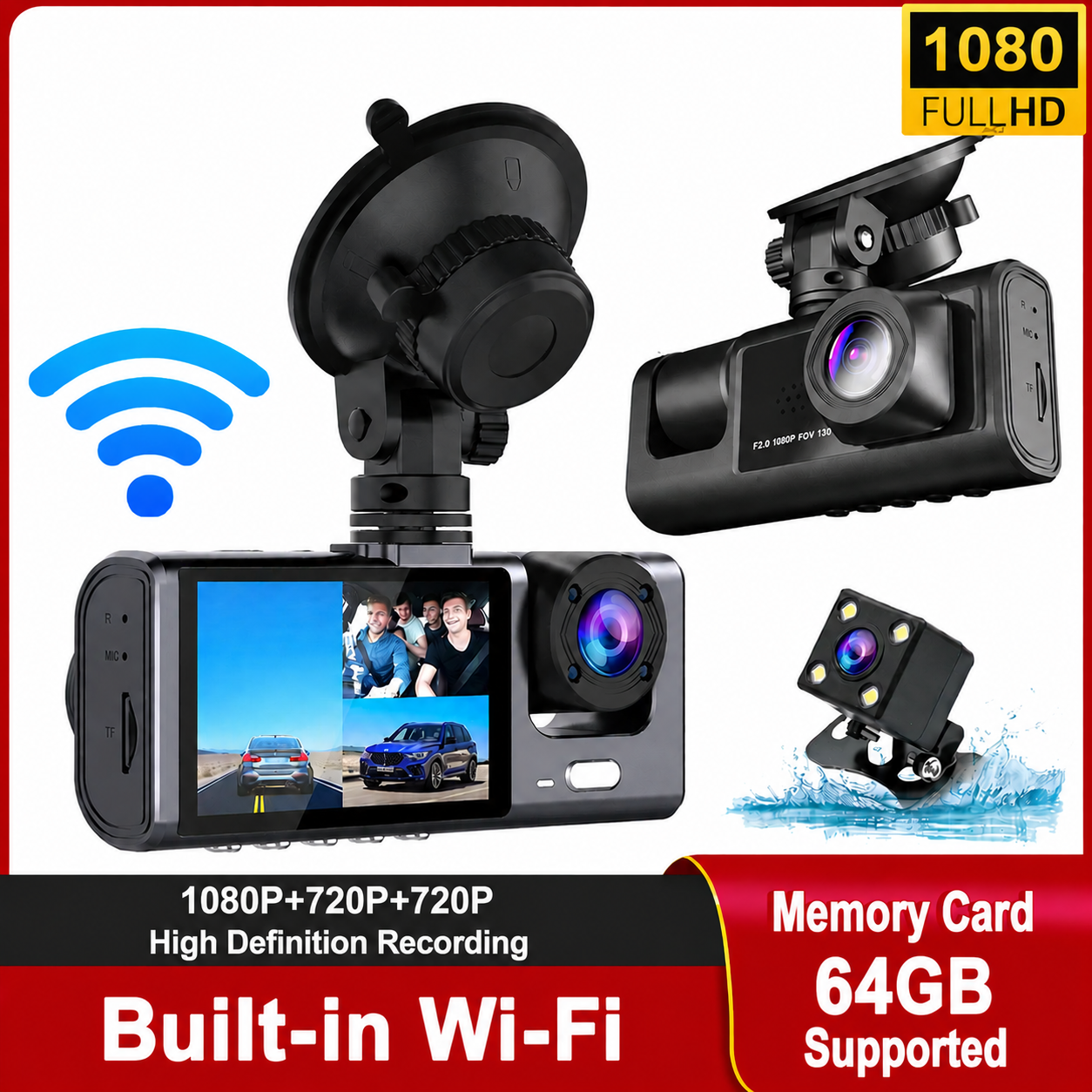 Dashcam Voiture Connectée HD (WI-FI)
